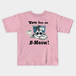 Cat T-Shirt - You have an E-Meow! - White Cat Kids T-Shirt